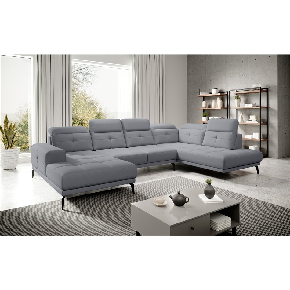 Corner sofa Elretan R, Poco 6, gray, H107x350x205