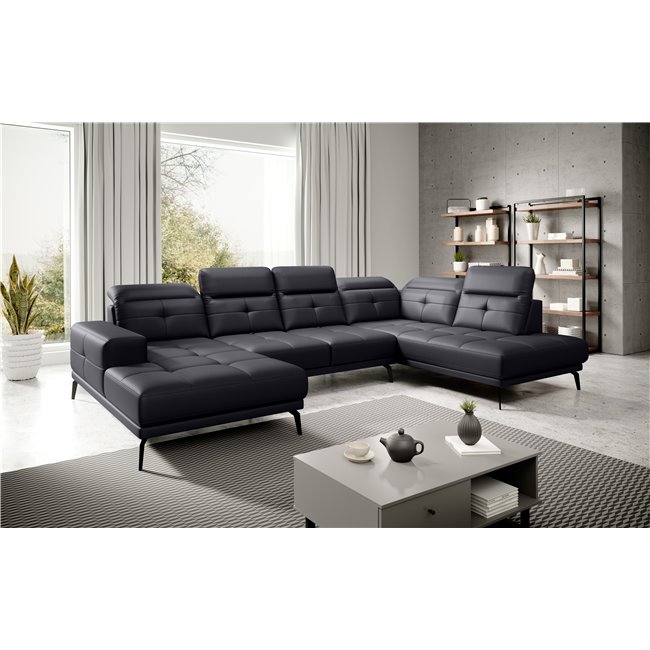 Corner sofa Elretan R, Softis 11, black, H107x350x205