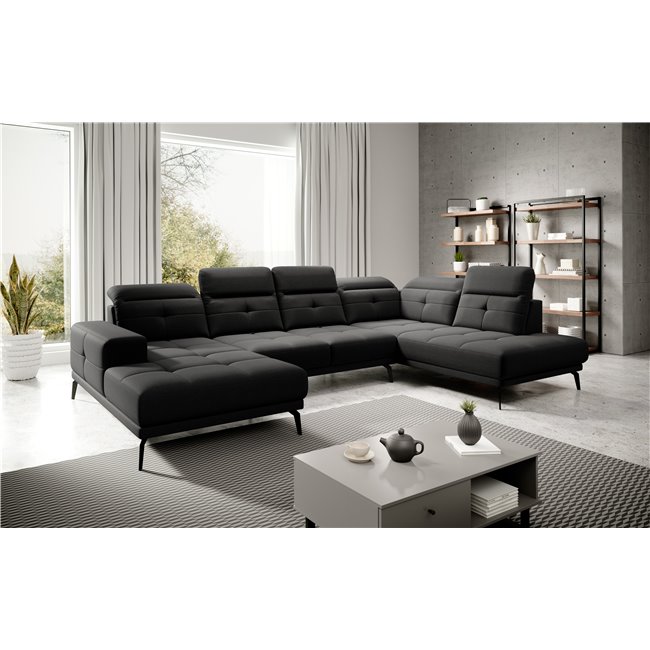 Corner sofa Elretan R, Vero 10, black, H107x350x205