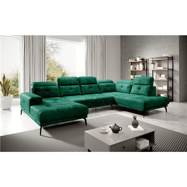 Corner sofa Elretan R, Nube 35, green, H107x350x205