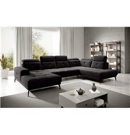 Угловой диван Elretan R, Velvetmat 10, черный, H107x350x205