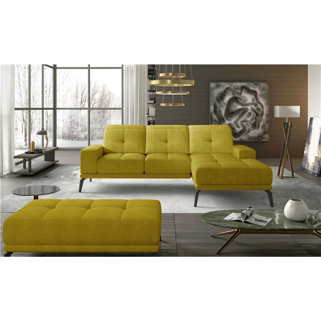 Corner sofa Eltorrenso R, Omega 68, yellow, H98x265x53