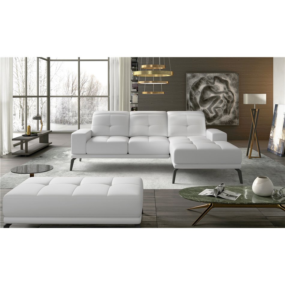 Угловой диван Eltorrenso R, Soft 17, белый, H98x265x53
