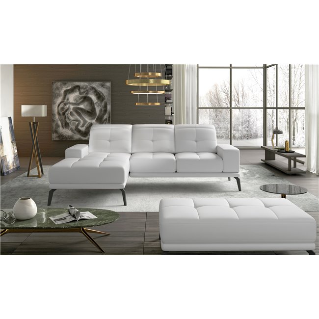 Угловой диван Eltorrenso R, Soft 17, белый, H98x265x53
