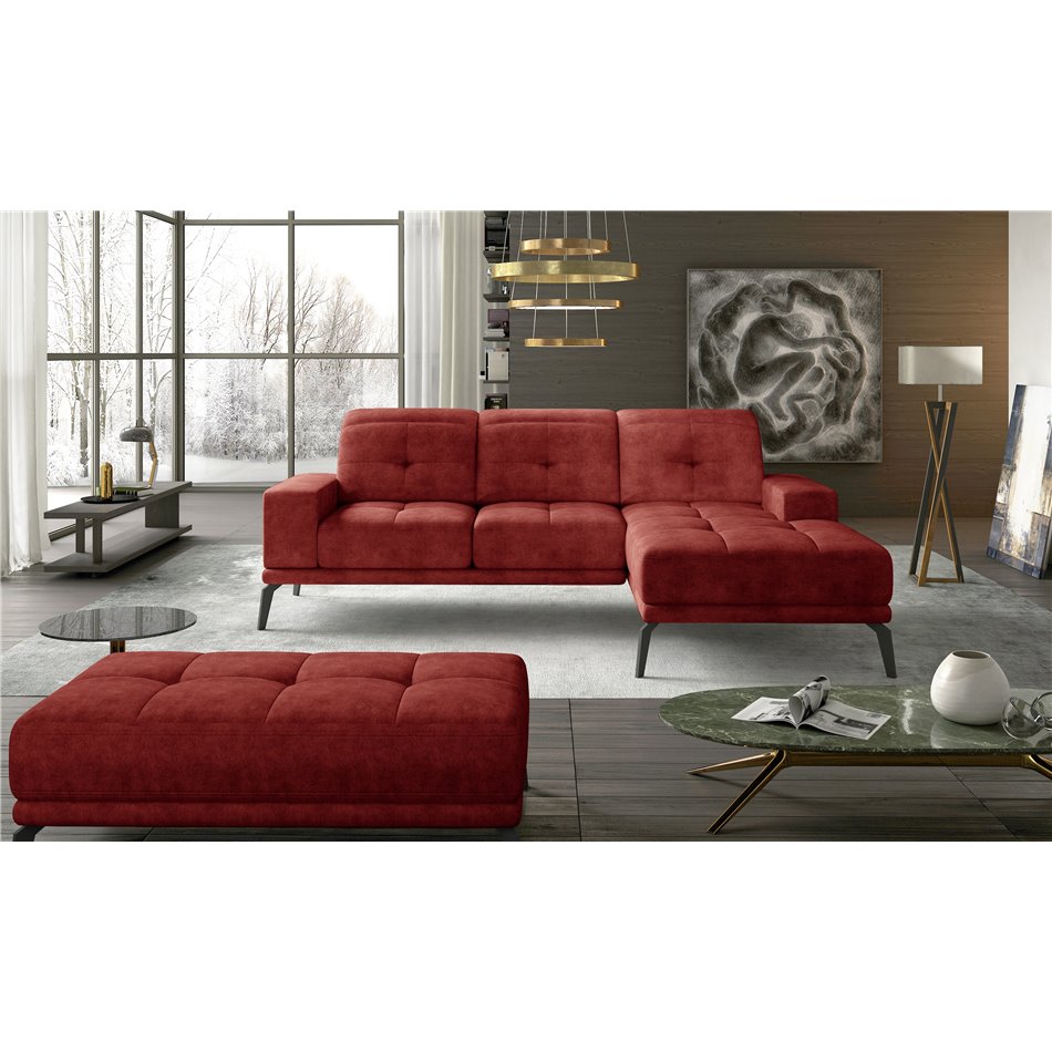 Угловой диван Eltorrenso R, Dora 63, красный, H98x265x53