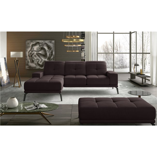 Угловой диван Eltorrenso R, Mat Velvet 29, коричневый, H98x265x53