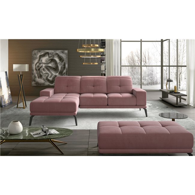 Угловой диван Eltorrenso R, Mat Velvet 63, розовый, H98x265x53