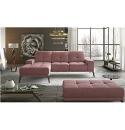 Угловой диван Eltorrenso R, Mat Velvet 63, розовый, H98x265x53