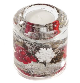 Glass candela Sm.Winter Berries, H8xD7cm