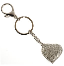 Keychain Crystal heart, silver, D3.5cm