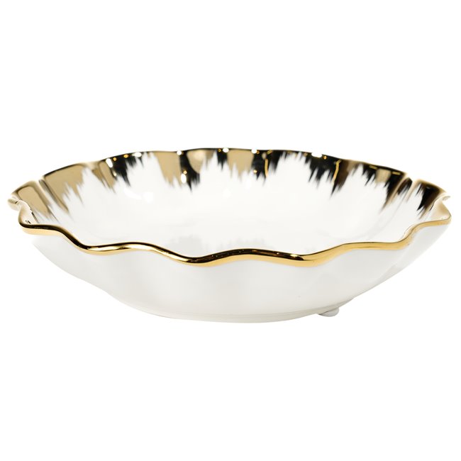 Decorative plate Martina 12, white/gold, 20x20x4cm
