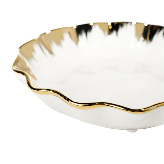 Decorative plate Martina 12, white/gold, 20x20x4cm