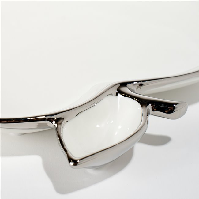 Decorative plate Mertina apple, white/silver, 20x20x4cm
