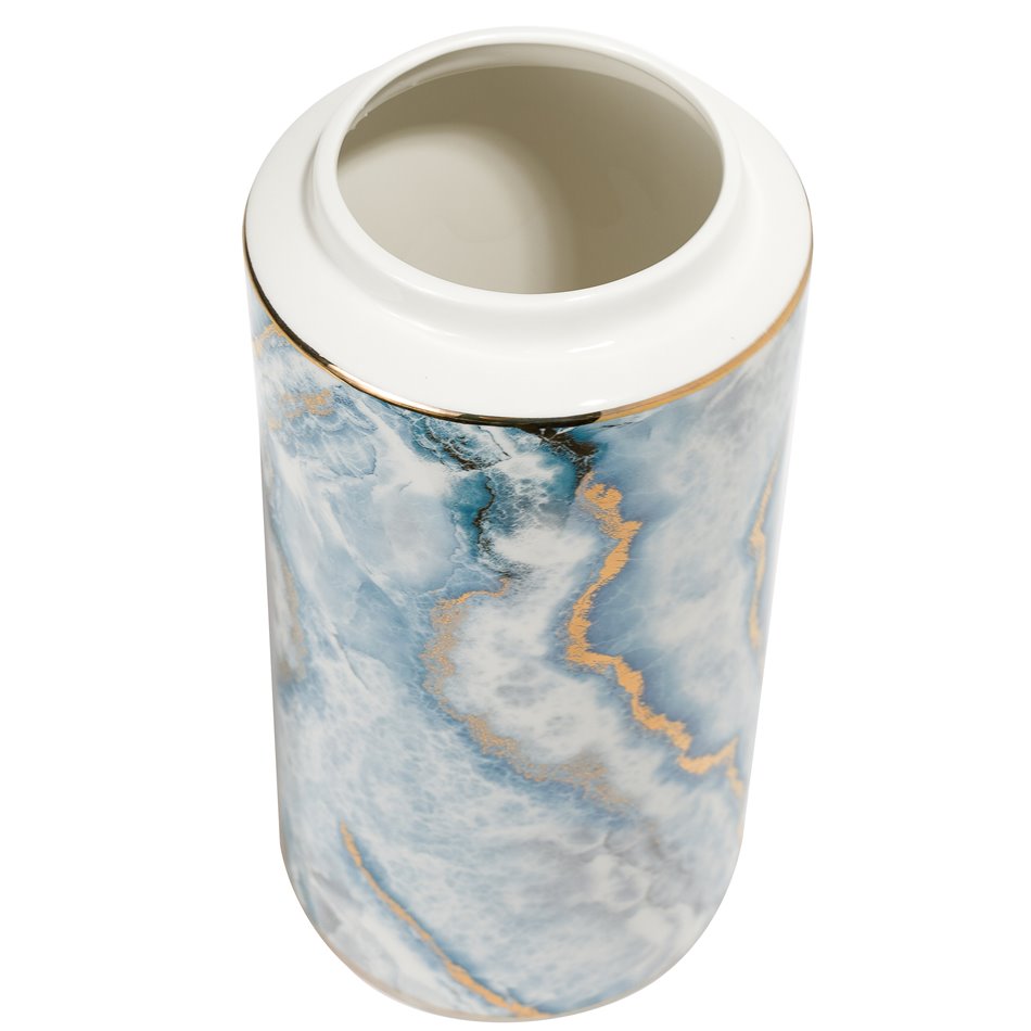 Vase Mallena, blue/ white/ gold, 13.5x13.5x27.7cm