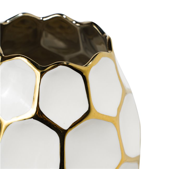 Vase Malva, white/gold, 18.6x14x25.8cm