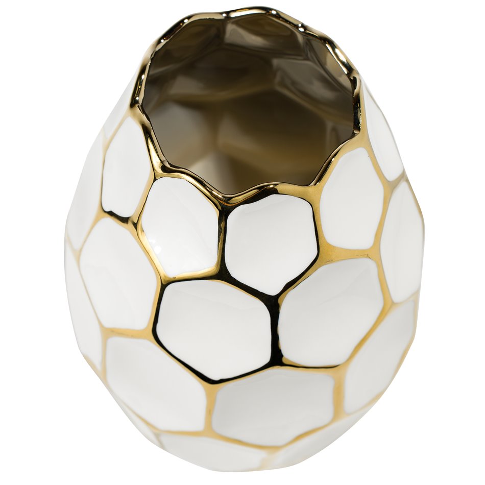 Vase Malva, white/gold, 18.6x14x25.8cm