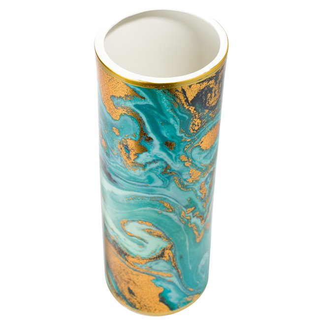 Vase Manuela 1, green/gold, 13.2x13.2x36.3cm
