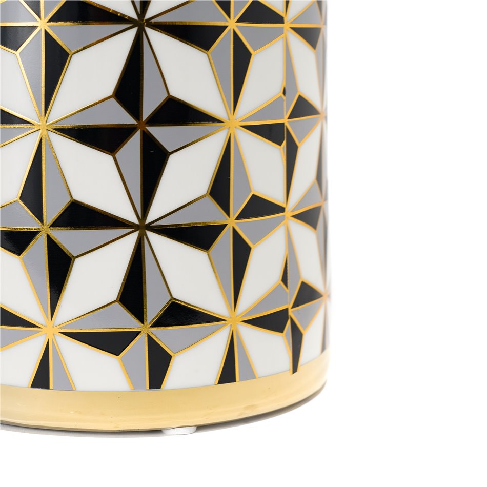 Vase Marciano 2, black/gray/white/gold, 13.5x13.5x31 cm