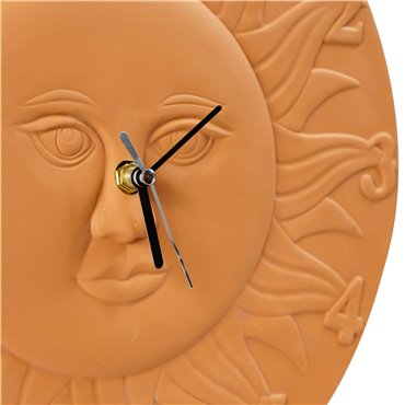 terra cotta clock and thermometer