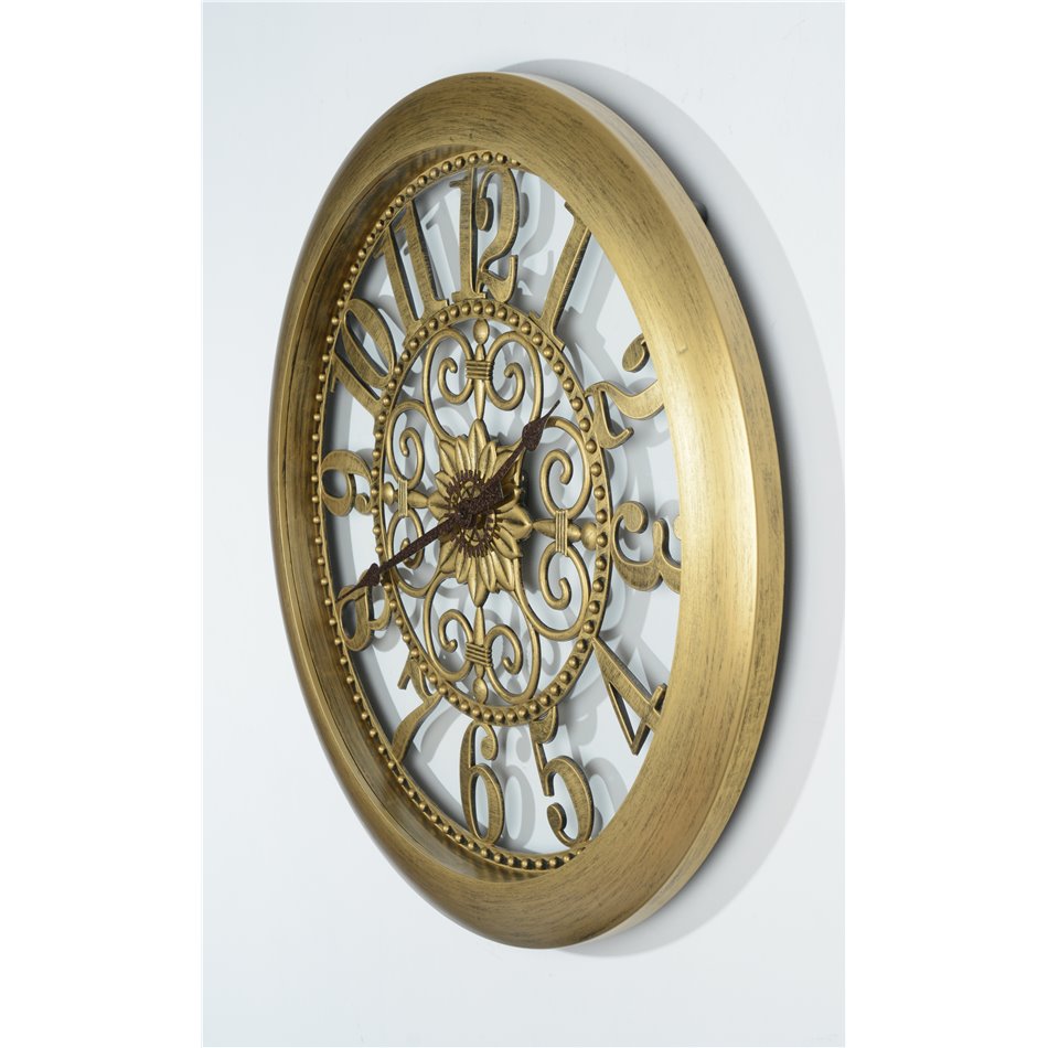 Wall clock Imre, antique golden color, D51x5cm