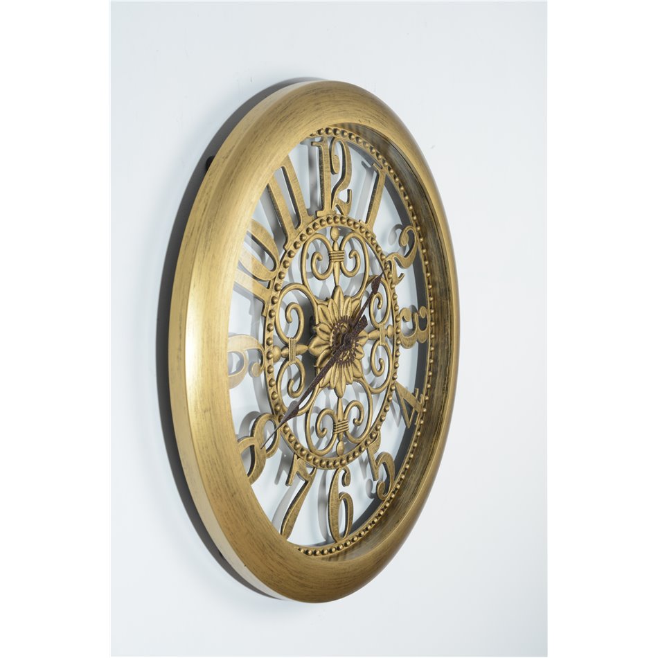Wall clock Imre, antique golden color, D51x5cm