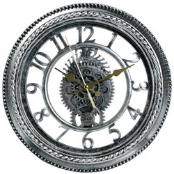 Plastic wall clock Iwa, silver, D30x4.5cm