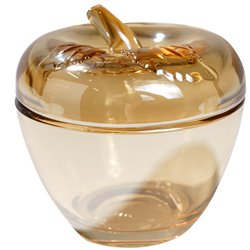 Glass jar with lid, amber, 11x10x10cm
