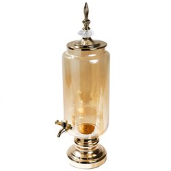 Glass jar with tap, golden/amber, 53x14x14cm