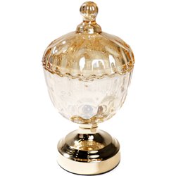 Jar with lid, amber/golden, 22x10x10cm