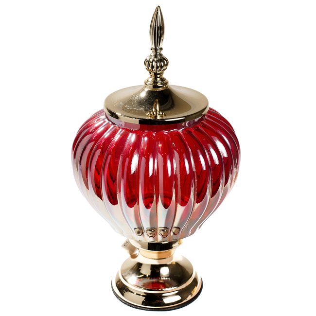 Vase with lid, red/golden, 32x10x10cm