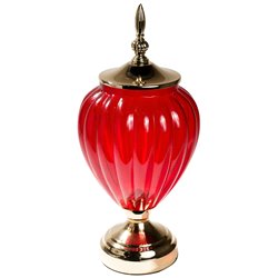 Vase with lid, red/golden, 38x17x17cm