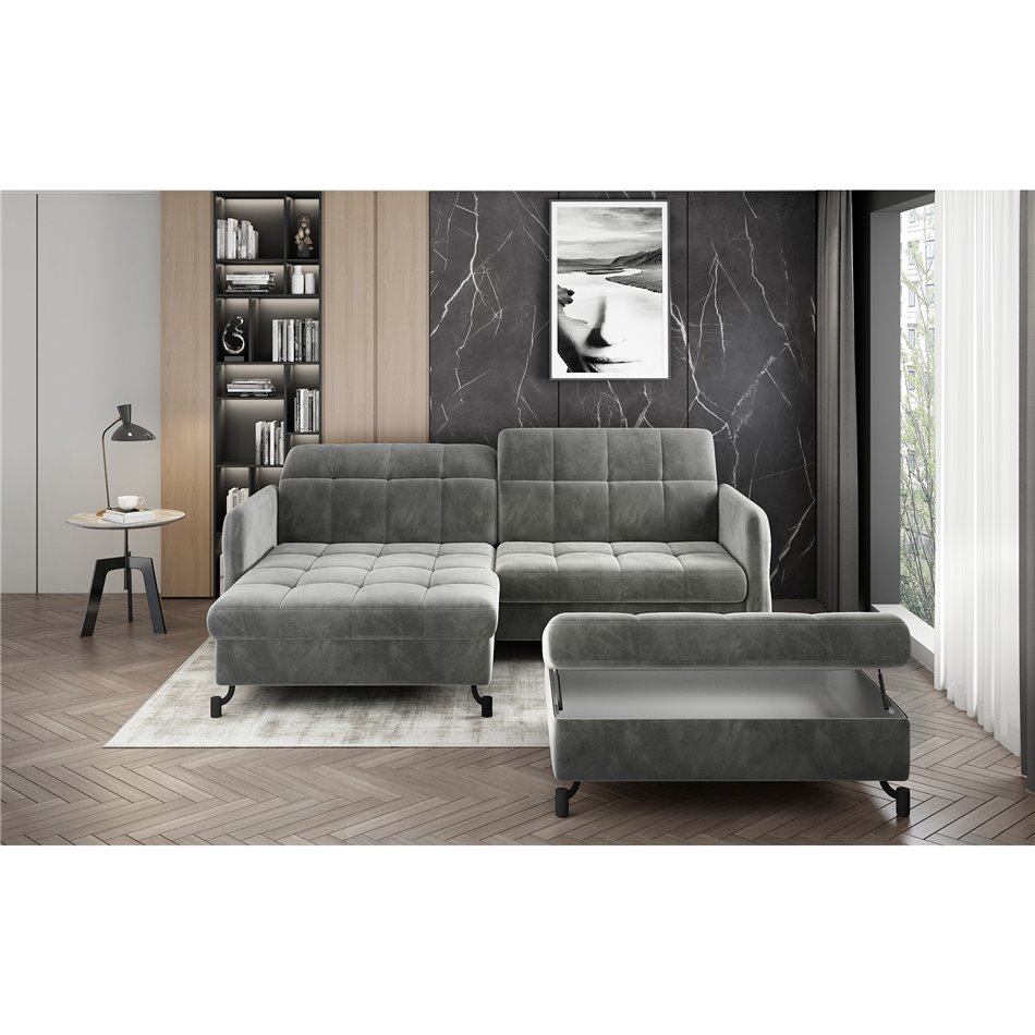Corner sofa Elorelle L, Monolith 85, grey, H105x225x160