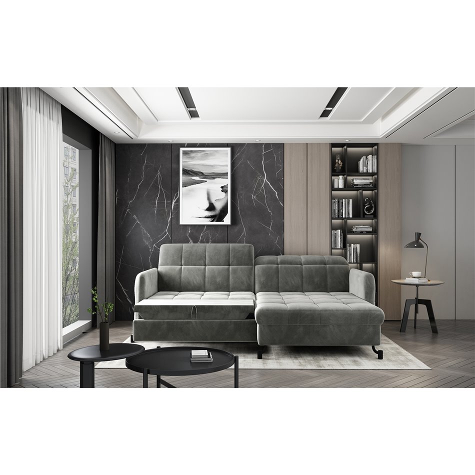 Corner sofa Elorelle R, Monolith 85, grey, H105x225x160