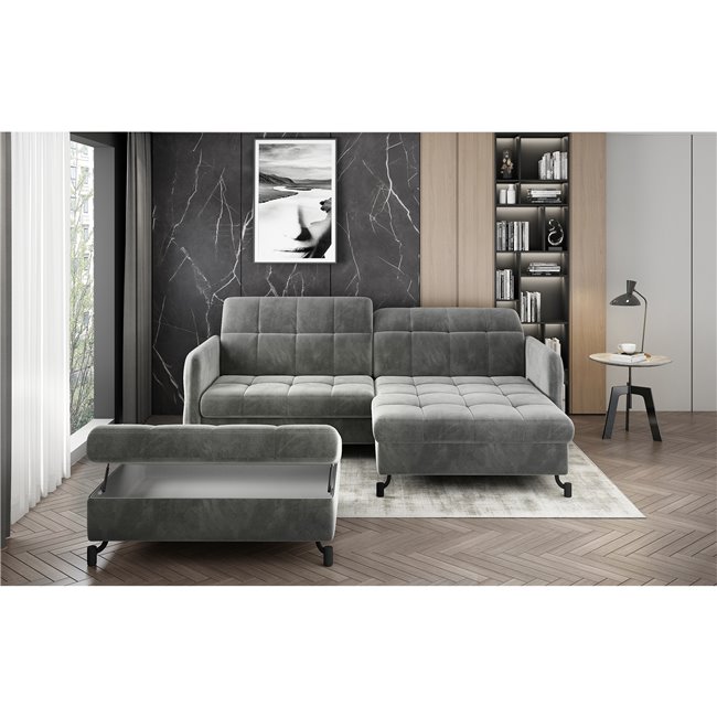 Corner sofa Elorelle R, Monolith 85, grey, H105x225x160