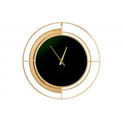 Wall clock Mildred, dark green glass, transparent, D68x4.5cm