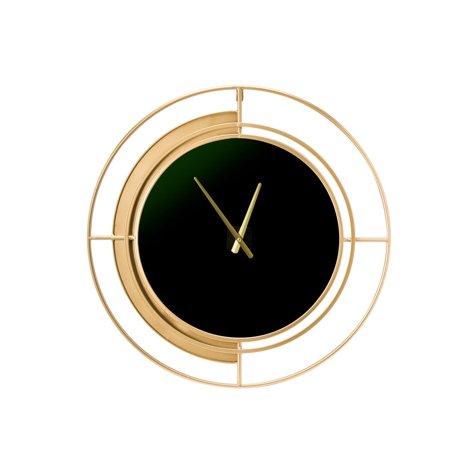 Wall clock Mildred, dark green glass, transparent, D68x4.5cm