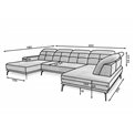 U shape sofa Elretan U Right, Lukso 10, black, H107x350x205cm