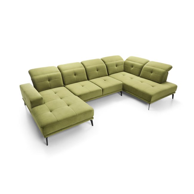 U shape sofa Elretan U Right, Flores 10, black, H107x350x205cm