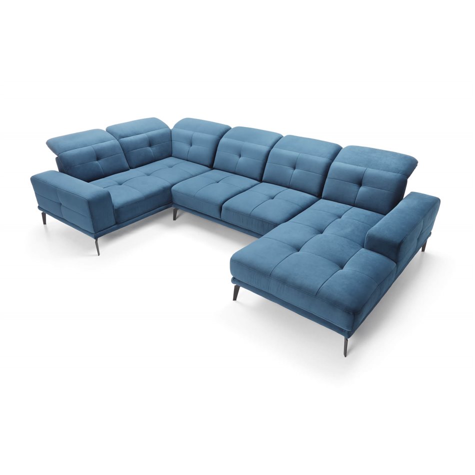 U shape sofa Elneviro U Right, Poco 100, blue, H77x350x201cm