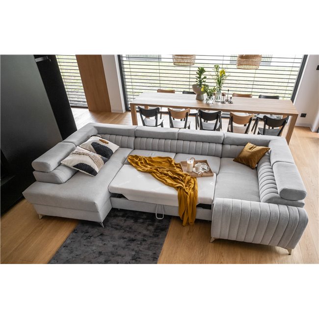 U shape sofa Elouis U Left, Velvetmat 4, gray, H92x347x202cm