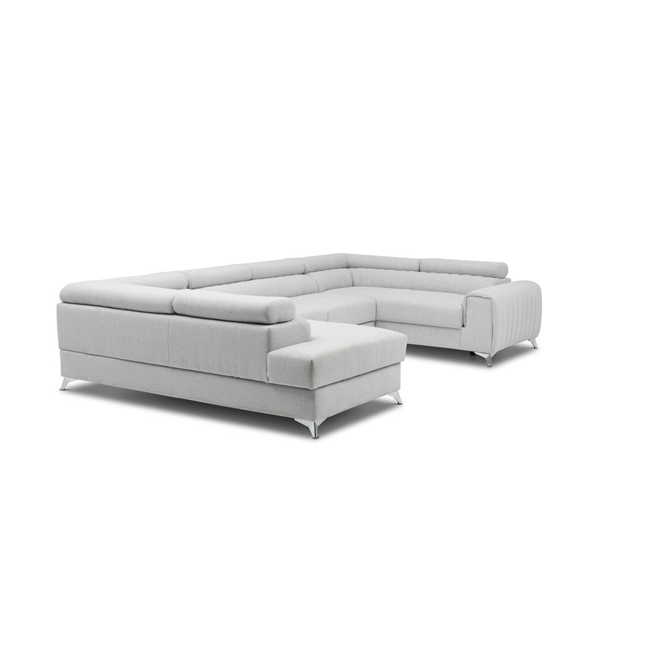 U shape sofa Elouis U Left, Flores 5, gray, H92x347x202cm