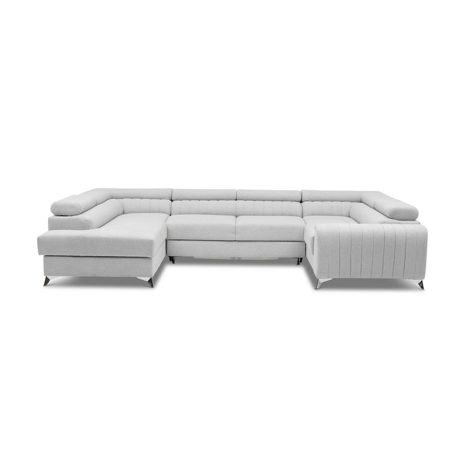 U shape sofa Elouis U Right, Flores 40, blue, H92x347x202cm