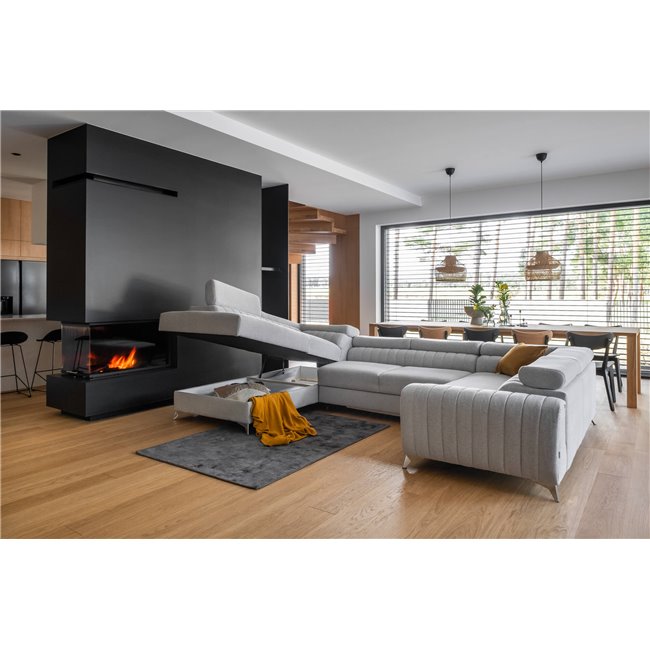 U shape sofa Elouis U Right, Vero 18, beige, H92x347x202cm