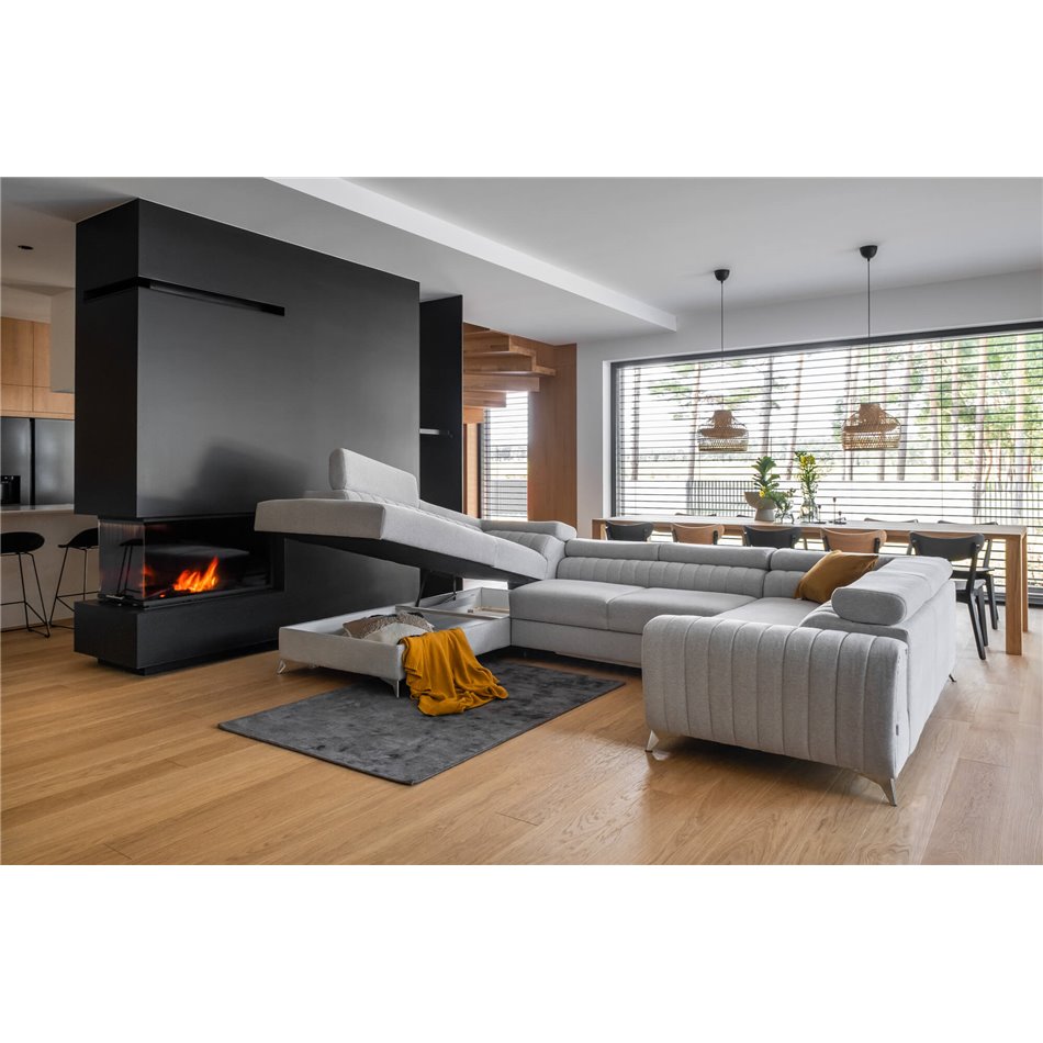 U shape sofa Elouis U Right, Poco 40, blue, H92x347x202cm