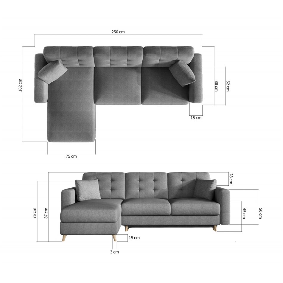 Corner sofa Elsgard L Reversible, Monolith 63, pink, H93x248x162cm