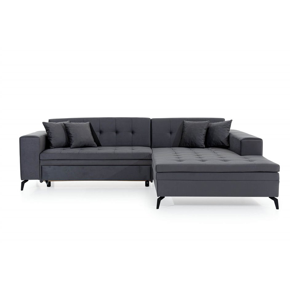 Угловой диван Elsolange L, Soft 11, черный, H80x292x196см