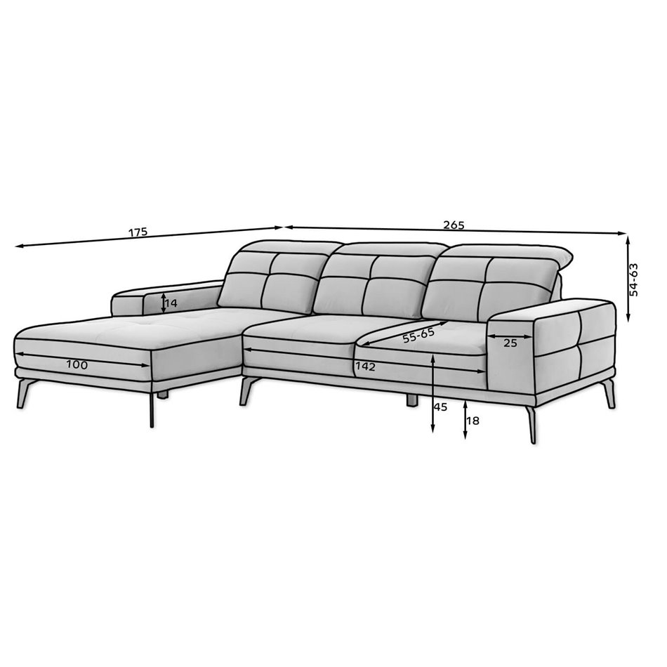 Corner sofa Eltorrenso R, Sawana 21, gray, H98x265x53cm