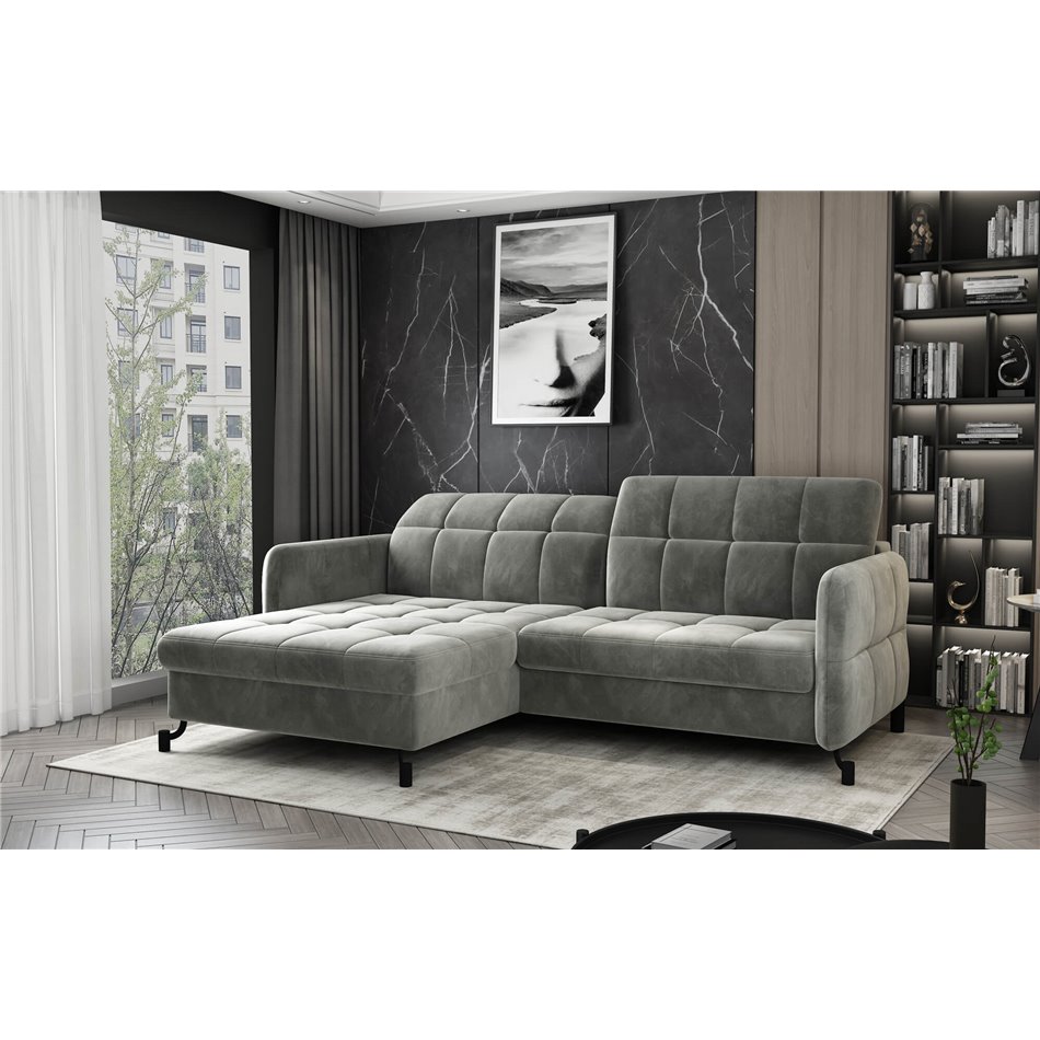 Corner sofa Elorelle L, Dora 90, gray, H105x225x160cm