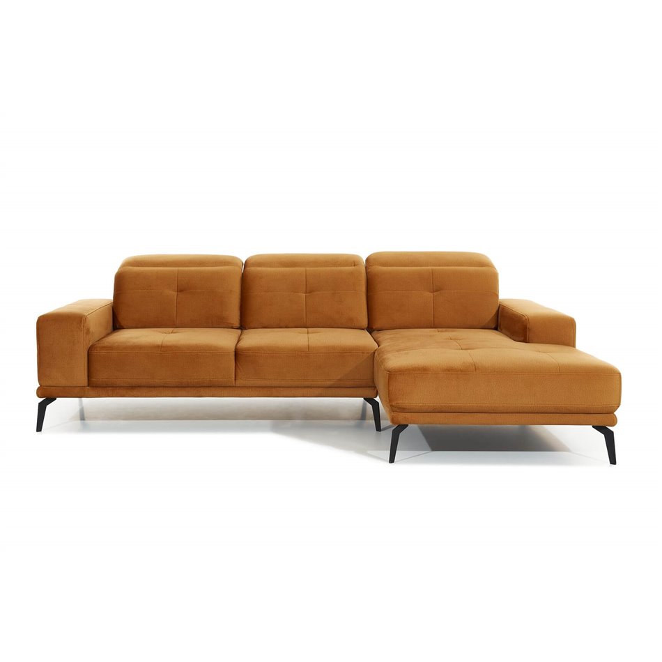 Corner sofa Eltorrenso R, Mat Velvet 29, brown, H98x265x53cm