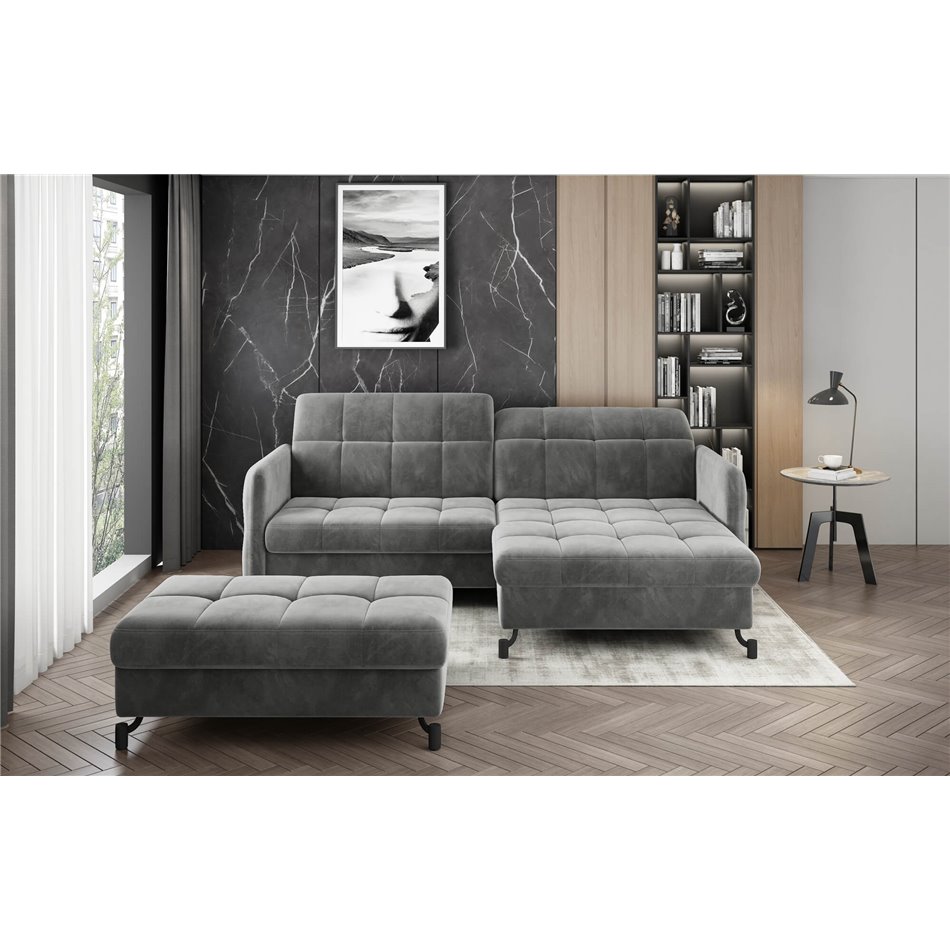 Corner sofa Elorelle L, Berlin 02, black, H105x225x160cm